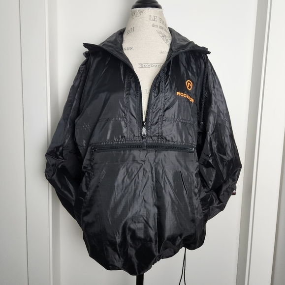 Black Anorak Rain Windbreaker Jacket - Picture 1 of 12